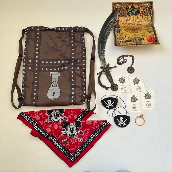 New DISNEY CRUISE LINE Mickey Mouse Pirate Night Drawstring Backpack Accessories - Picture 2 of 8